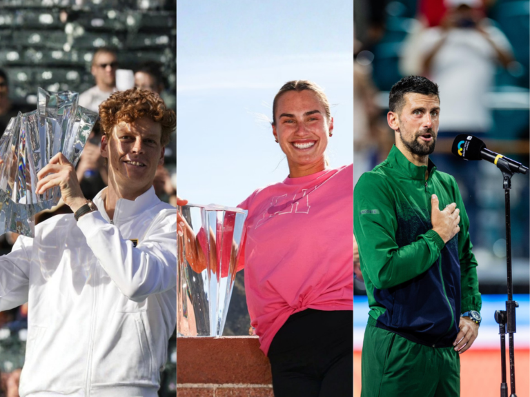 Sinner e Sabalenka faturam Indian Wells; Djokovic se retira do Miami Open com lesão no ombro